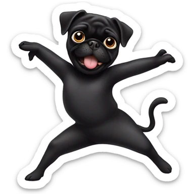 Black pug dancing ballet male sticker