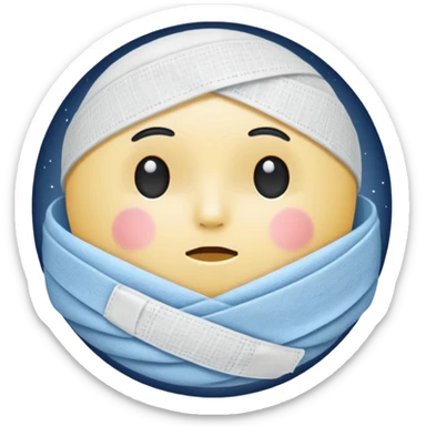 moon wrapped in bandage like “overworked” sticker