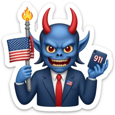 A demon holding 9/11 sticker