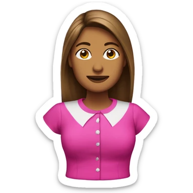 Mujer cabello castaño delgada y camisa fucsia  sticker