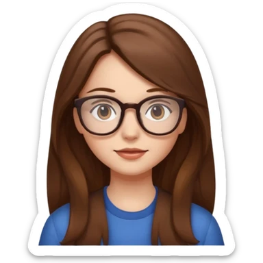 Girl with glasses and long brown hair sticker