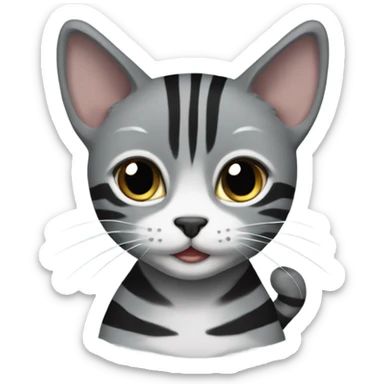 A grey cat with black stripes named Dee-Dee sticker