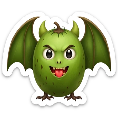 Kiwi fruit with vampire face and bat wings  sticker