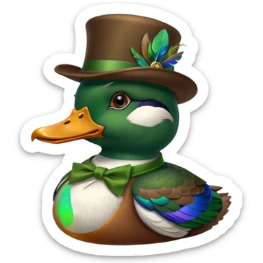 Create a mallard which has a hat and a monocle glasses
 sticker
