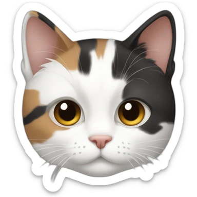 black white brown calico cat and gray striped cat sticker
