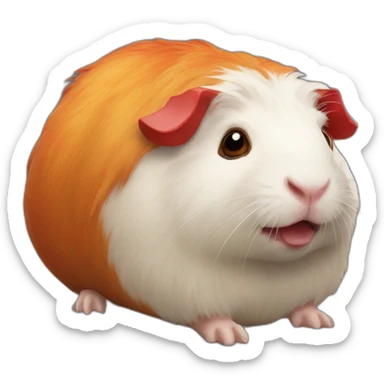 red amongus character on a guinea pig at mount doom sticker