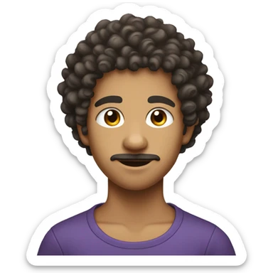 Curly hair lightskin teenager with a very little moustache and  a very little beard  sticker