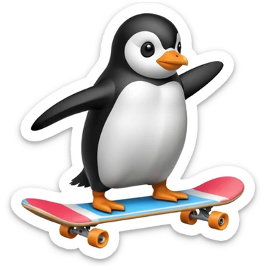penguin on a skate board sticking out their tounge sticker