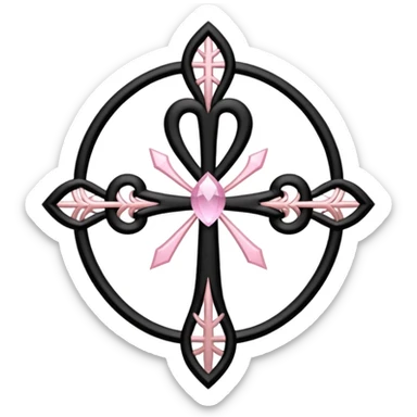 Black spiderwebs with light pink ankh  sticker