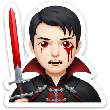 a vampire soldier with a sword crying blood.    sticker