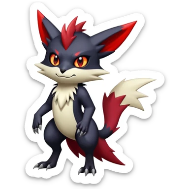 Vampiric feral emo dark Zangoose-Litten-Noibat-Fakémon-hybrid-creature (full body) sticker
