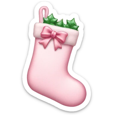 pastel pink Christmas stocking with bow sticker