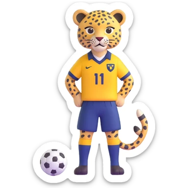 leopard wearing a navy soccer uniform sticker