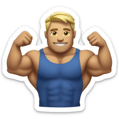 A weightlifter with muscles and thumbs, showing his whole body with a "thumbs up" gesture sticker