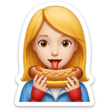 hotdog eating girl sticker