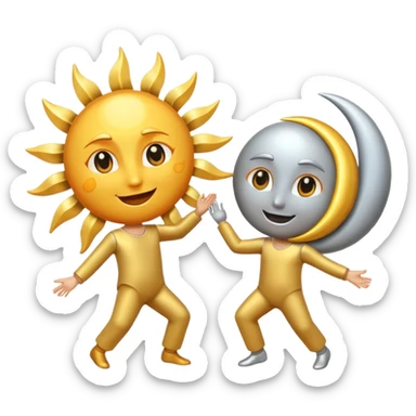 The sun and The moon dancing  sticker