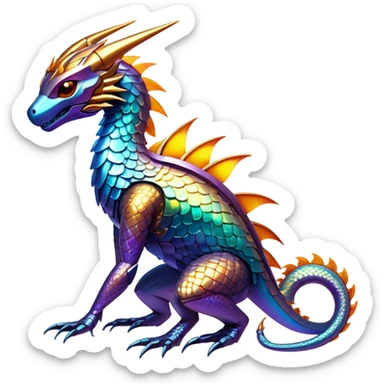  Epic legendary warm-colored fiery sunny rare glowing mechanical Shiny sparkly transparent bioluminescent luminescent vibrant bright pastel dark exotic iridescent colorful gradients futuristic modern metallic glossy glittery fantasy-cyber-Fakémon-Vernid-creature sticker