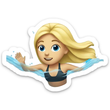Blonde girl swimming sticker