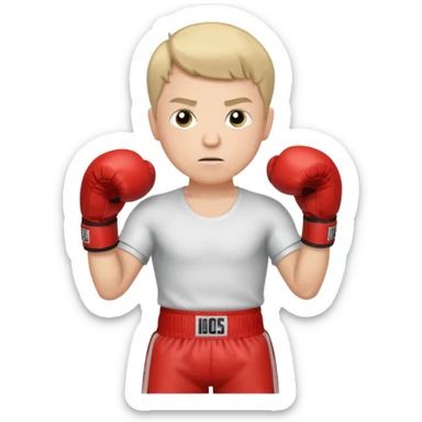 white man with short hair, wearing boxing gloves, in a fighting stance sticker