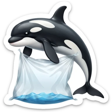 orca stuck in plastic waste bag sticker