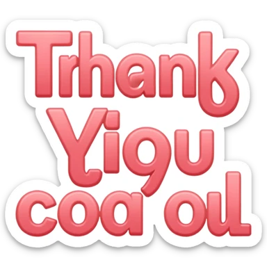 the words "thank you" in coral pink sticker