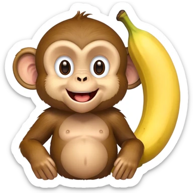 Monkey with banana smile sticker
