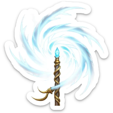 storm wind elemental staff object icon, powerful magic staff, vortex wind swirl, glowing runes, strong air trail effects, epic fantasy design, 3D cartoon, mobile game icon style, centered, clean background, no text, no watermark
 sticker