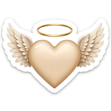 beige heart with angel wings sticker