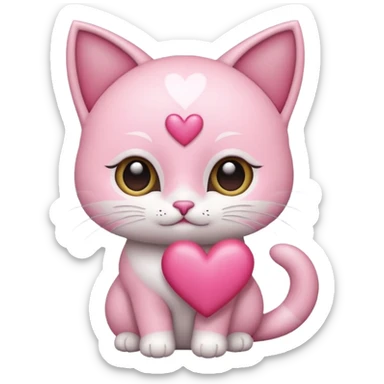 GATITA ENAMORADA CON UN MOÑO CON OJOS DE CORAZON  sticker