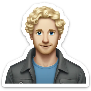 3/4 profile light curl blonde 30yo man blue eyed pale skin sticker