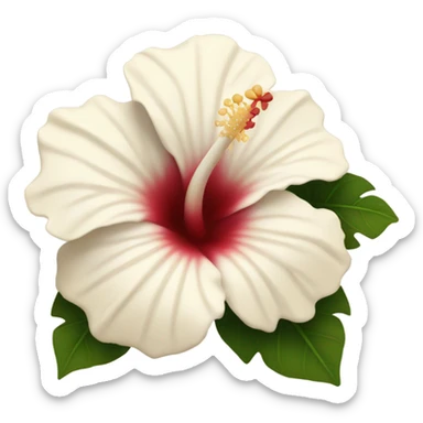 white and beige hibiscus flower  sticker
