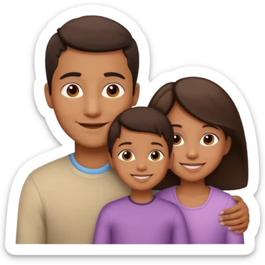 a young brown boy and a very little girl with their mother sticker