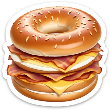 Eine extrem riesige Menge an Bacon auf einem Bagel sticker
