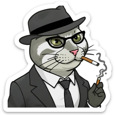 Gangster cat smoking  sticker