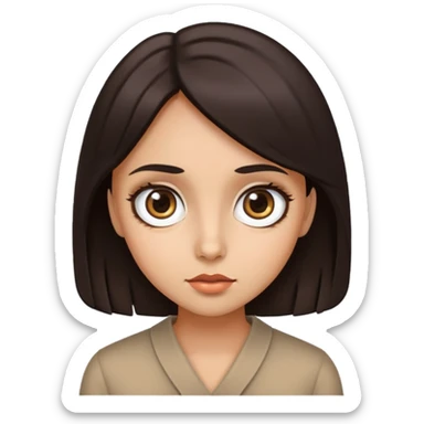 woman face with big eyes, medium skin tone, and dark hair sticker