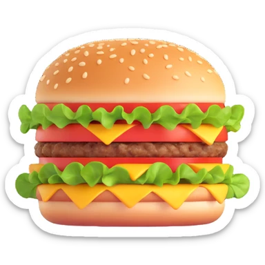 veggie burger, 3D emoji style sticker