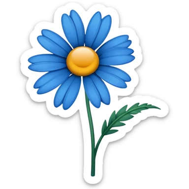 single Blue Daisy, straight stem sticker