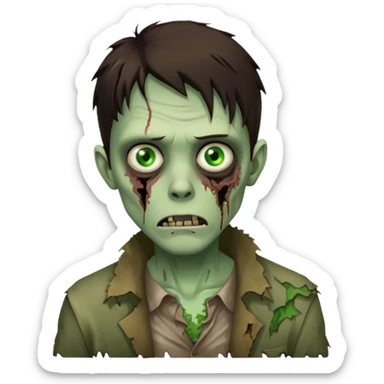 pretty brunette zombie man sticker