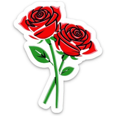 romantic bouquet of red roses sticker