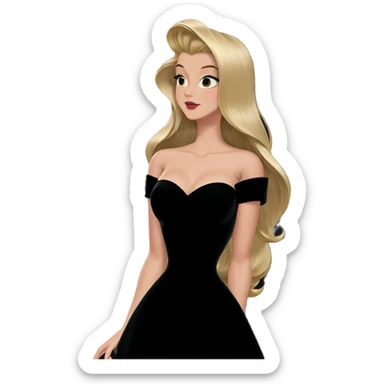blonde girl in black dress sticker