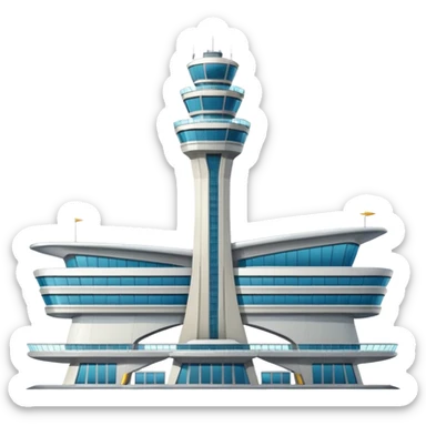 airport emoji, airport terminal, control tower, runway, airplane sticker