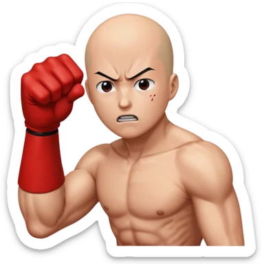 Angry Saitama with his red giant hand punching (just punch), no-face sticker