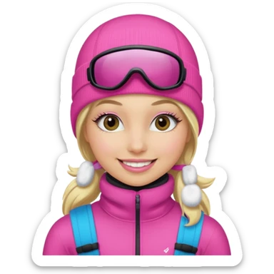 blonde girl wearing pink ski mask with pretty eyelashes  sticker