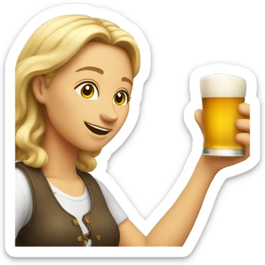 Lady pouring a glass of beer sticker