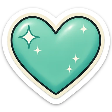 Add sparkles with a subtle gradient to the mint color heart, keep the background transparent. sticker