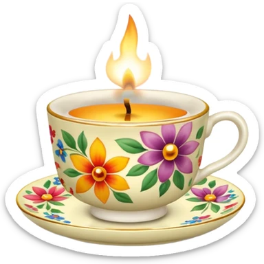 flower patterned teacup candle sticker