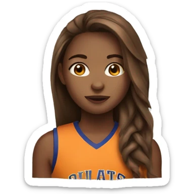 a basketball girl with long brown hair sticker
