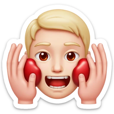 A standard apple iPhone emoji face but it’s choking itself with 2 hamds sticker