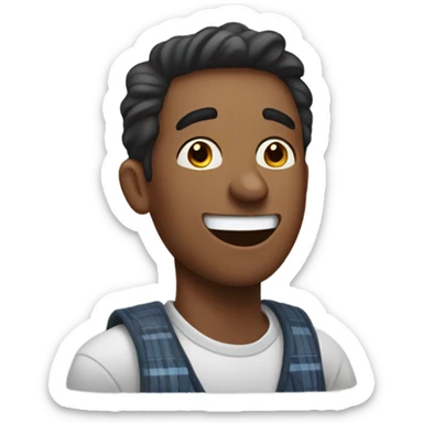 A brown guy having air in his checks about to laugh sticker