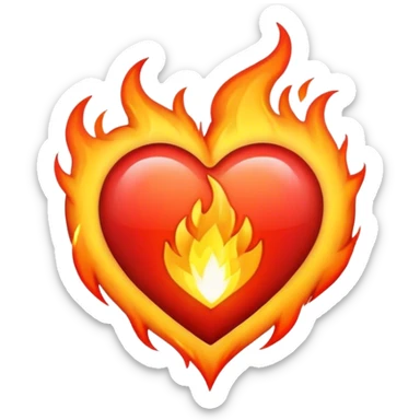 Corazón con fuego sticker
